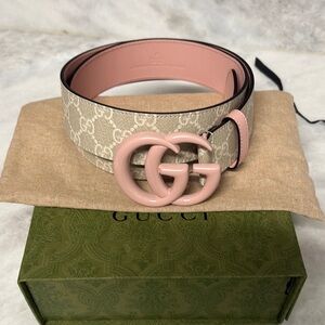 Gucci Pink and Beige GG Belt